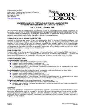 Fillable Online BOARD FOR ARCHITECTS, PROFESSIONAL ... - dpor.virginia ...