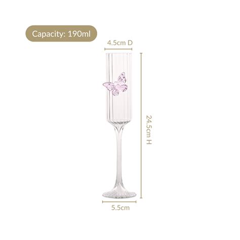 Crystal Butterfly Fluted Champagne Glass 190ml Online - Premium ...