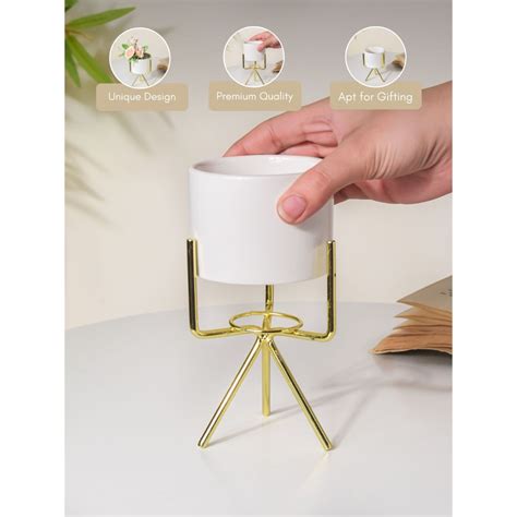 Buy Nestasia White and Gold Flower Planter Online