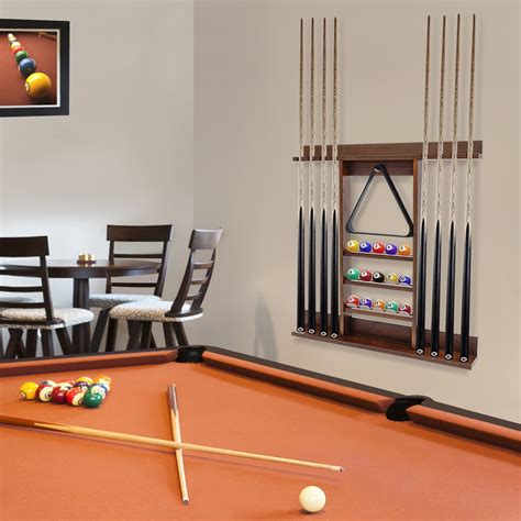 8-Pool Cue Wall Rack, Sturdy Oak Wood, Space-Saving Storage for Cues ...