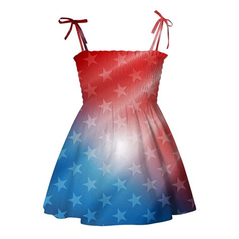 Utoimkio Toddler Girls 4th of July Dresses America Flag Strap Dresses ...
