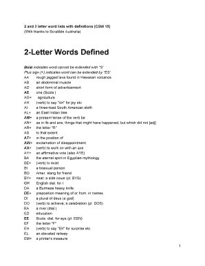 Two And Three Letter Scrabble Words - Fill Online, Printable, Fillable ...