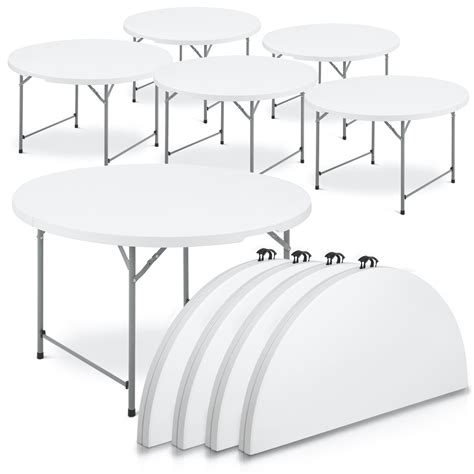 MoNiBloom 4Ft Portable Round Foldable Table Set of 10, Banquet Event ...