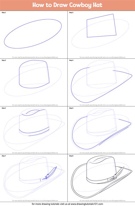 How to Draw Cowboy Hat (Cowboys) Step by Step | DrawingTutorials101.com