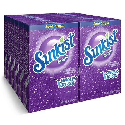*3/2027* Sunkist Soda Singles To Go Drink Mix, Grape, 12 Boxes with 6 ...