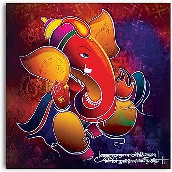 Tamatina Canvas Paintings - Colorful Ganesha - Deepawali Paintings ...