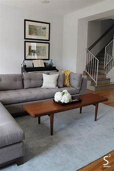 Mid Century Gray by Houston Heights Midcentury Modern Living Room Blue Rug Mid Century Gray
