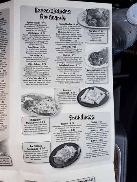 Menu at Rio Grande restaurant, Mayfield