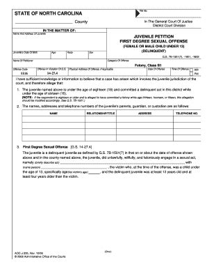 Fillable Online nccourts FIRST DEGREE SEXUAL OFFENSE Fax Email Print ...