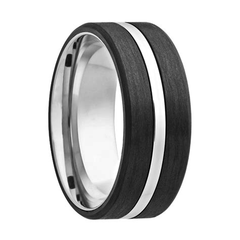 Carbon Fiber & Cobalt Grooved Men's Wedding Band | Vansweden Jewelers