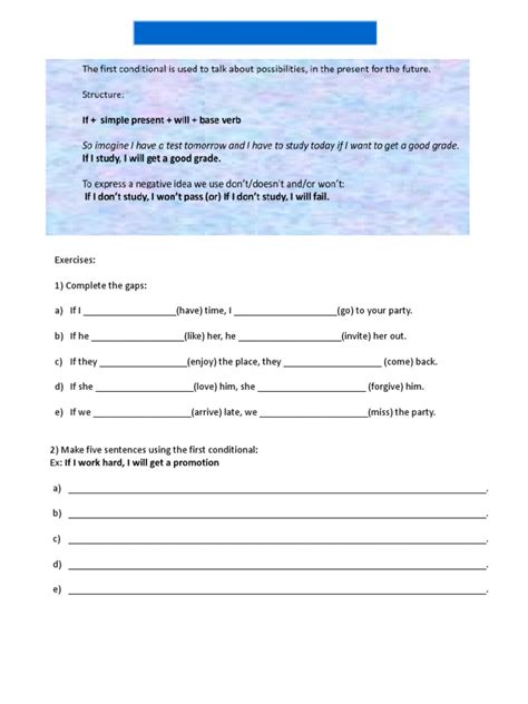 Image result for First Conditional Clauses Worksheet