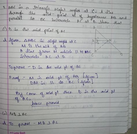 ABC is a triangle right angled at C. a line through the midpoint M of ...