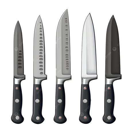 Kitchen Knife Set Clipart Realistic Illustration Of Various Blades And ...