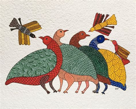 Buy Original Gond Art Painting. Original Water Colour Painting. Indian ...