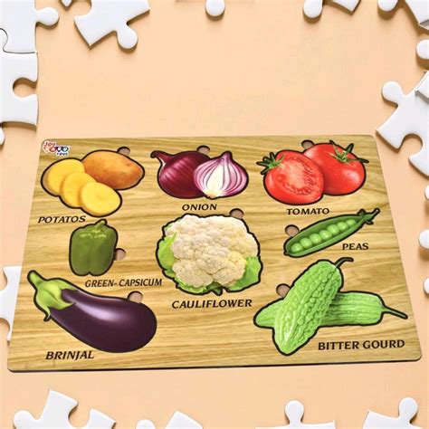 Wooden Puzzle Learning Educational Board of Vegetable | Different ...