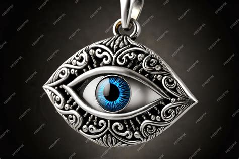 Premium Photo | Evil eye protection in form of silver pendant with blue eye