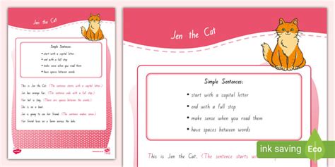 Written Language Features: Simple Sentences Exemplar Text