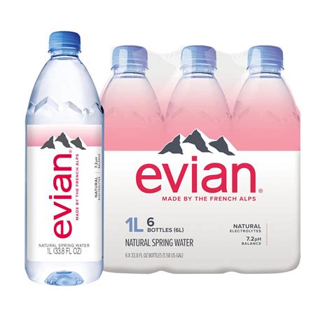Amazon.com : Evian Natural Spring Water, 1 L bottles, 6 pack : Sports ...