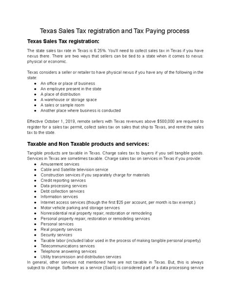 Texas Sales Tax registration and Tax Paying process - You'll need to ...