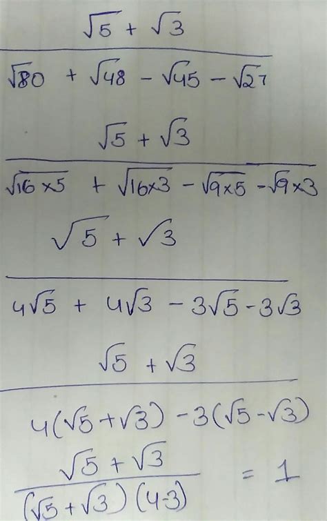 simplify the following root 5+ root 3/ root 80+ root 48- root 45 - root ...