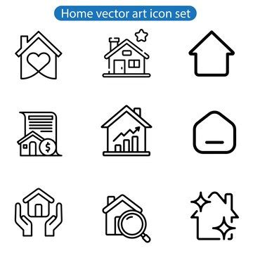 Home vector art icon set illustration on white background use for web ...