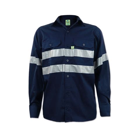 Titan Reflective Vented Long Sleeve Mining Shirt Navy - Protekta Safety ...