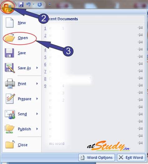 MS Word में Saved File को कैसे खोले? MS Word Tutorial in Hindi » At Study