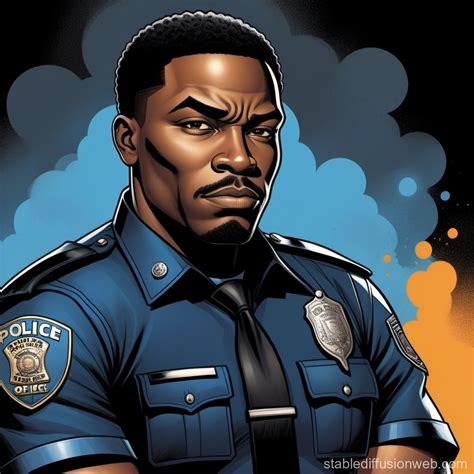 A Resilient Black Police Officer | Stable Diffusion Online
