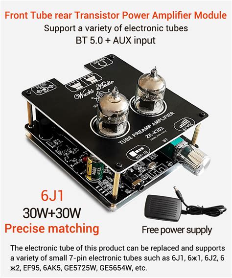 Wuzhi x302 bluetooth 5.0 tube amplifier module 6j1 tube front stage ...