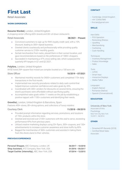 11 Retail CV Examples for 2026 | Resume Worded