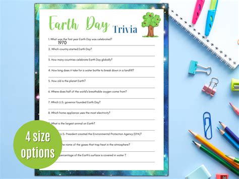 Earth Day Trivia Game, Printable Earth Day Trivia Game for Kids ...