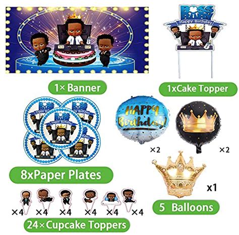 Buy Boss Baby Plates Party Decorations Black Boys Supplies Backdrop ...