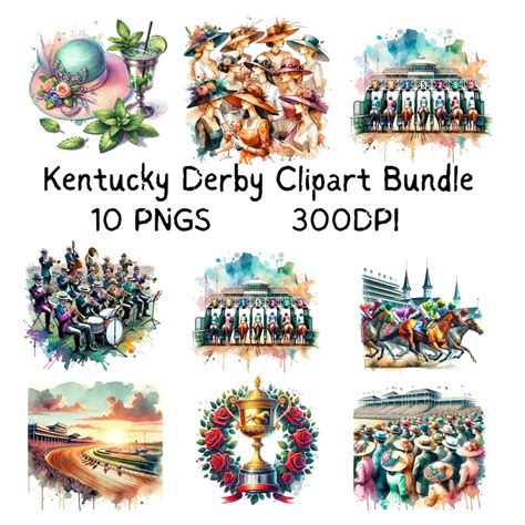 May Derby Horseracing Clip Art Bundle, Watercolor, Kentucky Racing ...