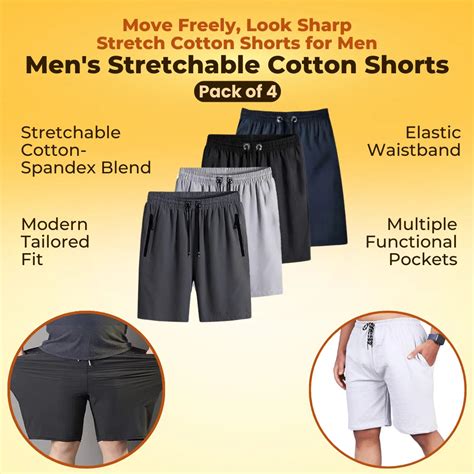 Pack of 4 Men's Stretchable Cotton Shorts – Elite Group India