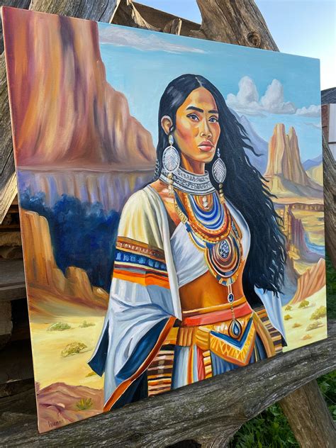 Indigenous Woman Oil Painting Original Beautiful Native American Woman ...