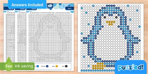 Cute Penguin Pixel Art Colouring Puzzle Pack | Twinkl Puzzle