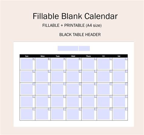 Fillable Calendar 的图像结果