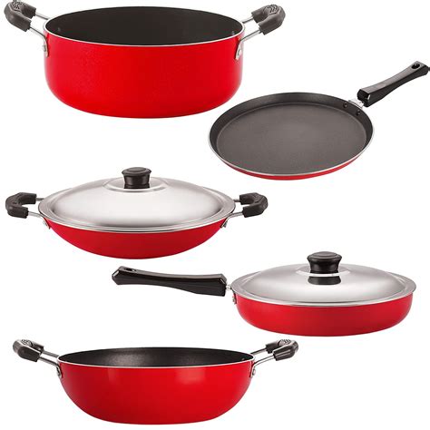 Buy Nirlon Gas Stovetop Compatible Non-Stick 5 Piece Kitchen Cooking ...