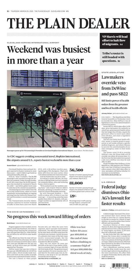 The Plain Dealer’s front page for January 11, 2021 - cleveland.com