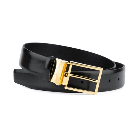 Gold Buckle Black Belt for Men Mens Belts Belt With Gold Buckle Dress ...