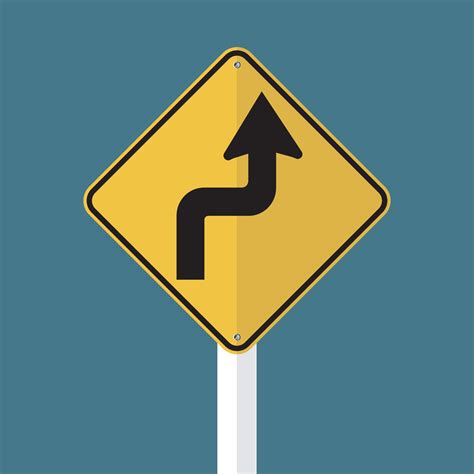 Curves ahead Right Traffic Road Sign 2300974 Vector Art at Vecteezy