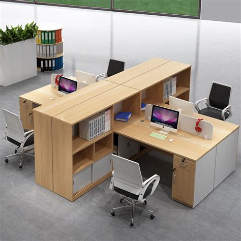 职员办公桌四人位多人员工电脑桌椅组合2/4/6人位工作位卡座圆桌-阿里巴巴