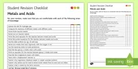 Photosynthesis Student Revision Checklist (teacher made)