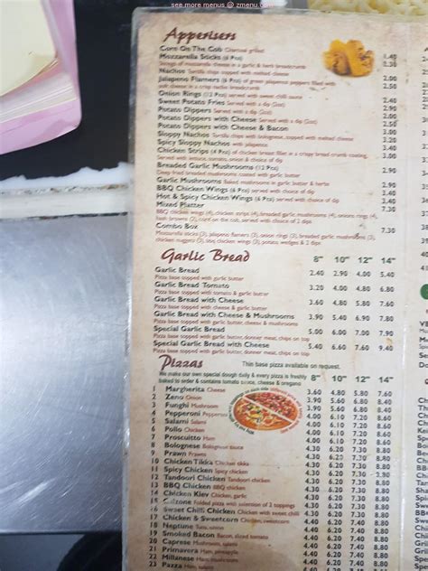 Menu at Pizza Cottage pizzeria, Barnard Castle