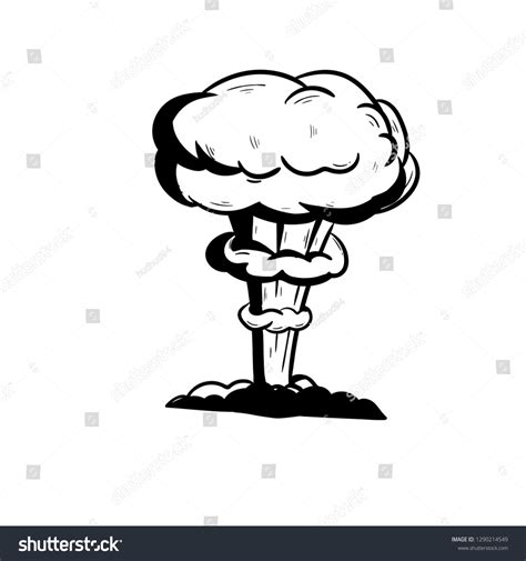 Nuclear Explosion Mushroom Cloud Drawing Illustration: เวกเตอร์สต็อก ...