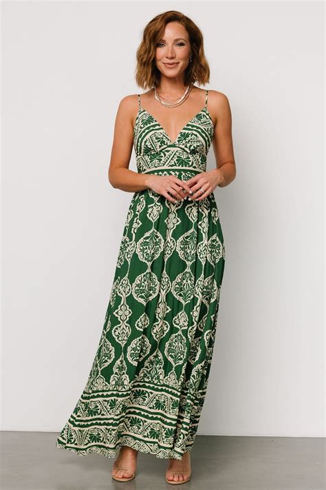 Davinah V Neck Maxi Dress | Green Print in 2025 | Maxi dress green ...