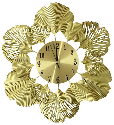 Buy Mezin Floral Leaf Decorative Metal Hanging Wall Art Clock Antique ...