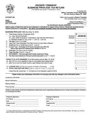 Radnor Township Business Privilege Tax - Fill Online, Printable ...