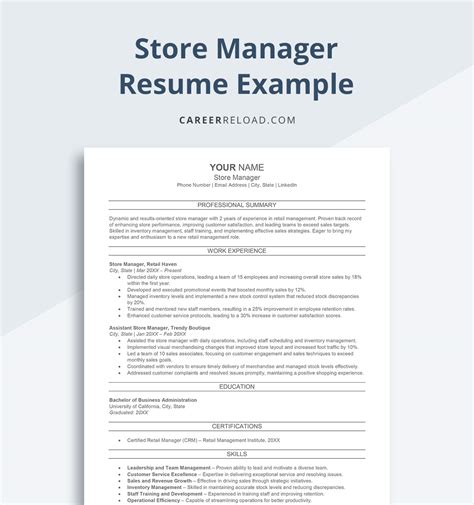 Store Manager Resume Examples to Build an Impressive Resume - Career Reload