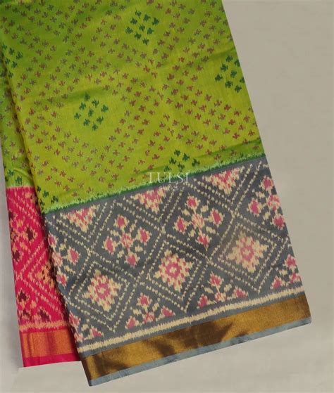 Buy Yellowish Green Patola Silk Saree T511149